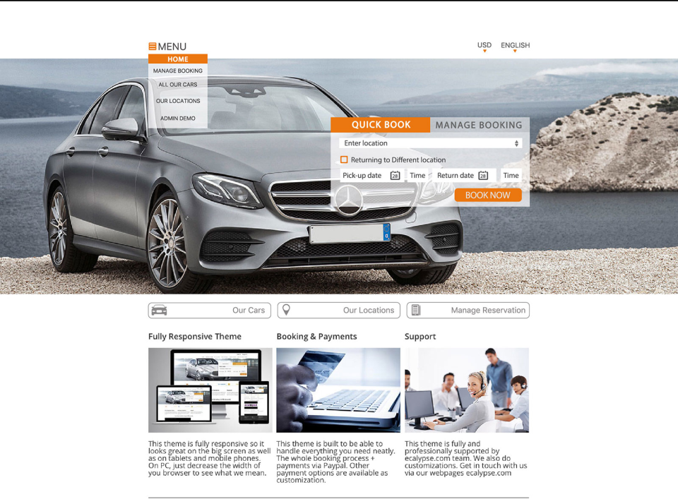 screenshot of Ecalypse Car Rental Software